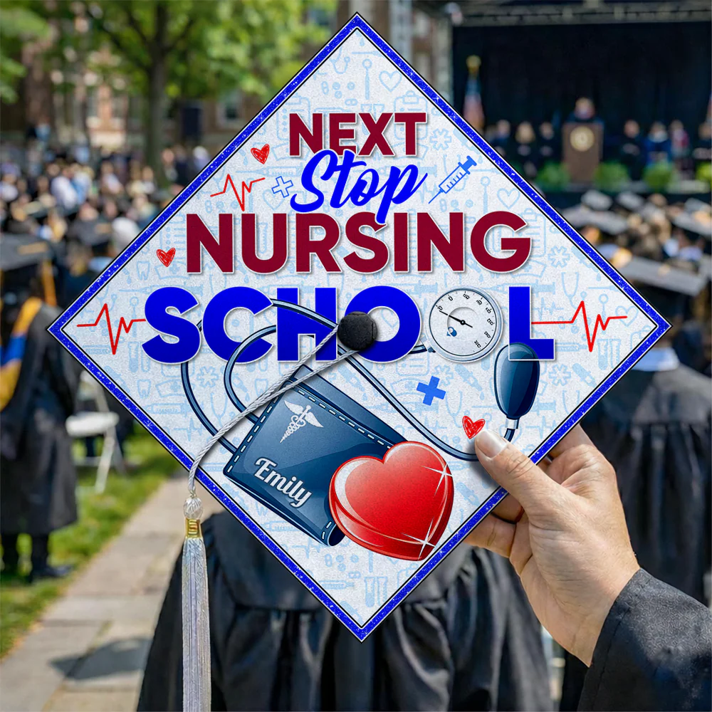 Custom Name Next Stop Nursing School Graduation Cap Topper LM32 899335 - Image 3