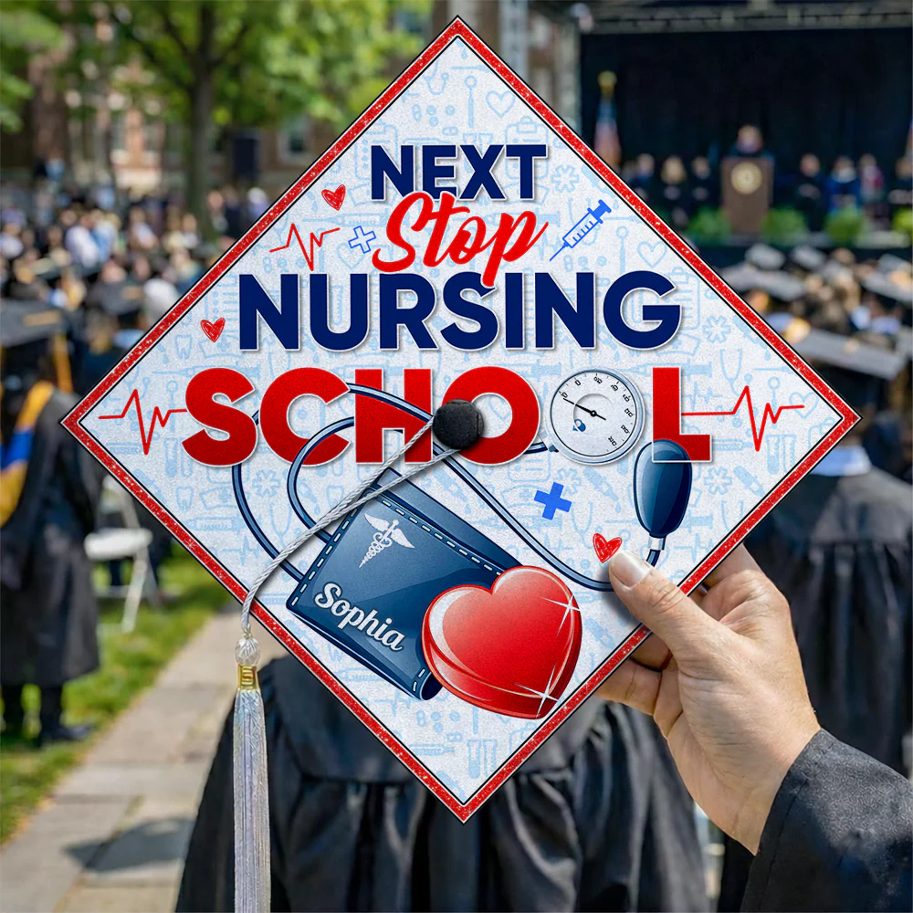 Custom Name Next Stop Nursing School Graduation Cap Topper LM32 899335 - Image 4