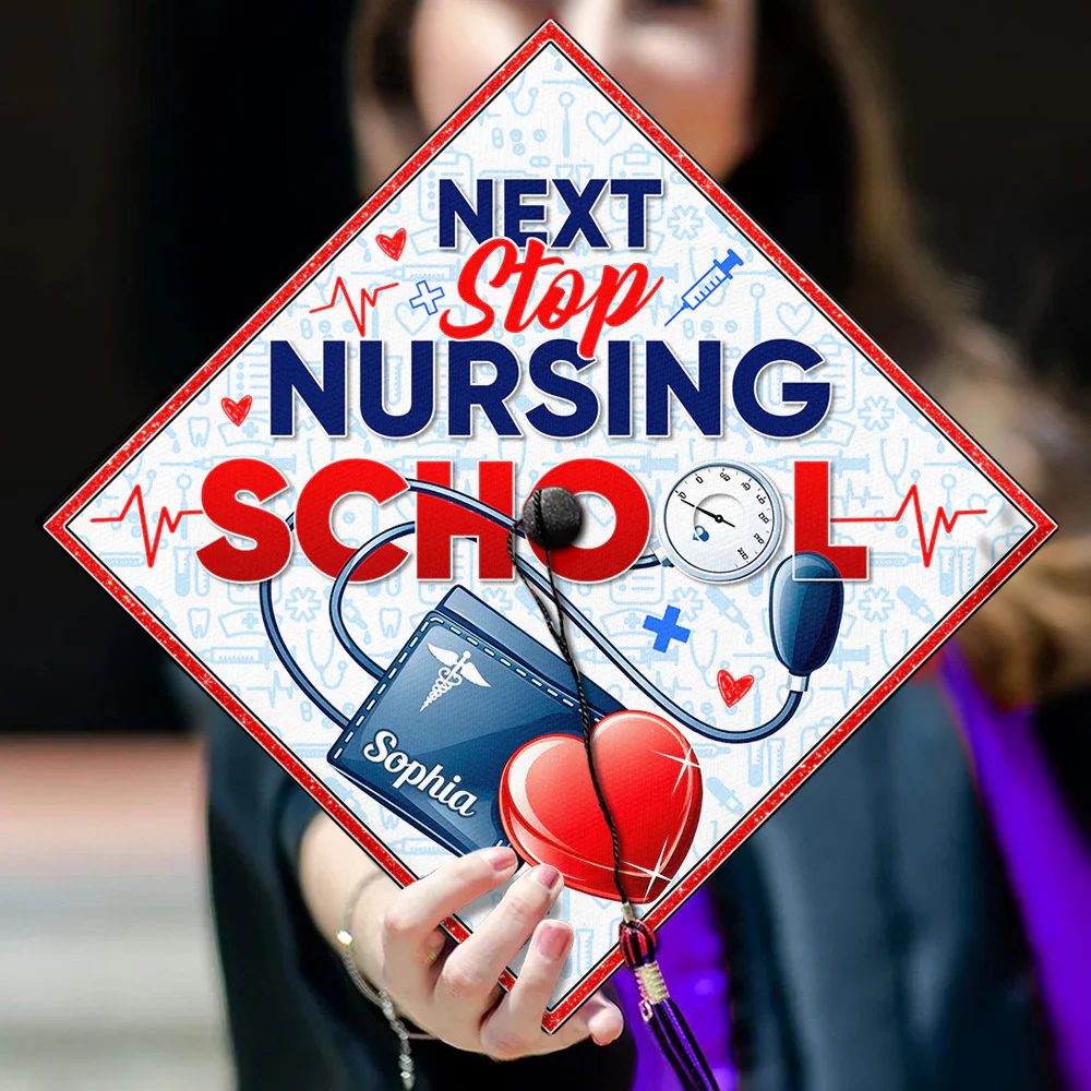 Custom Name Next Stop Nursing School Graduation Cap Topper LM32 899335 - Image 6