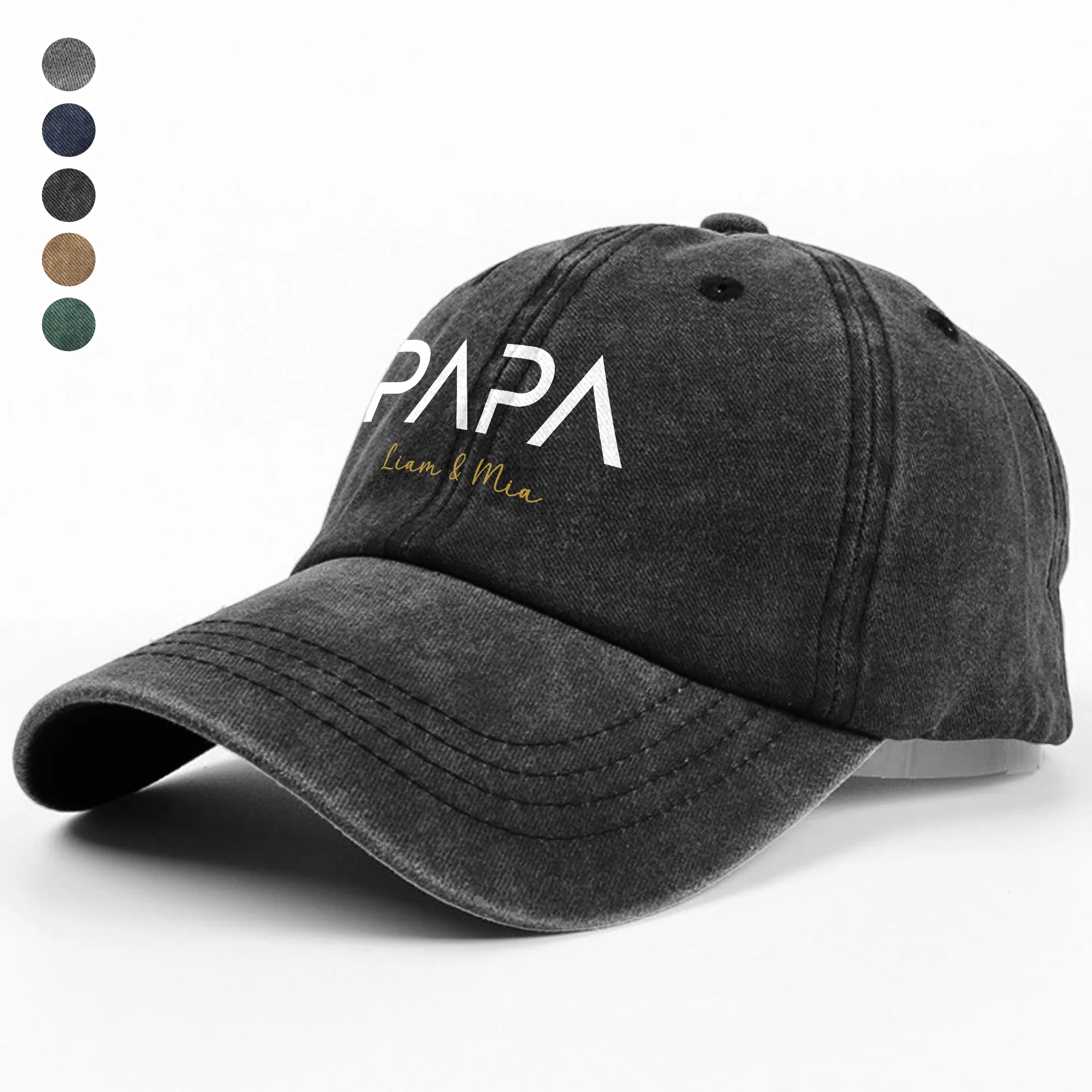 Custom Name Papa Washed Denim Baseball Cap Father's Day Gift HO82 902740 - Image 5