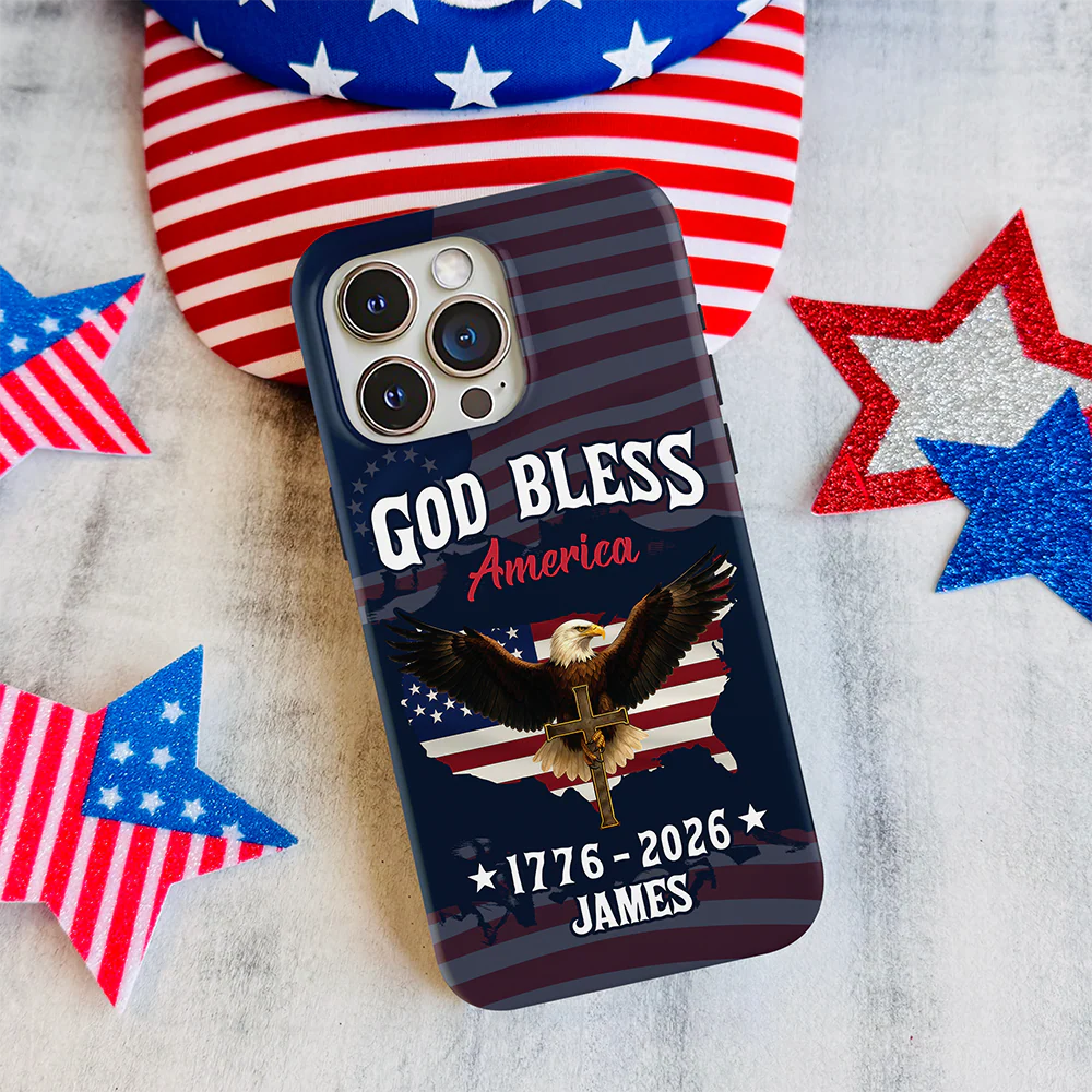 Custom Name Patriotic 250th Anniversary God Bless America Eagle 1776–2026 Phone Case HA75 920202 - Image 2