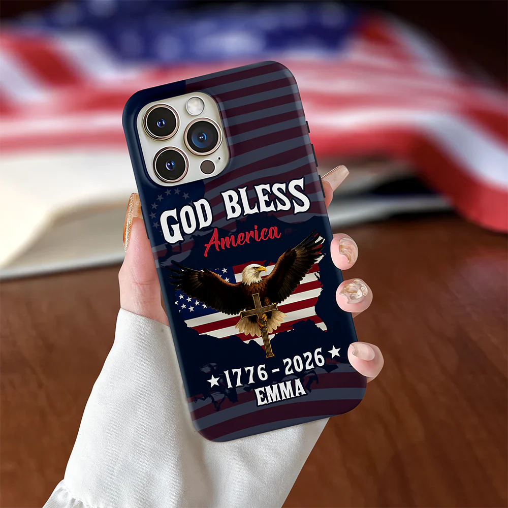 Custom Name Patriotic 250th Anniversary God Bless America Eagle 1776–2026 Phone Case HA75 920202 - Image 3