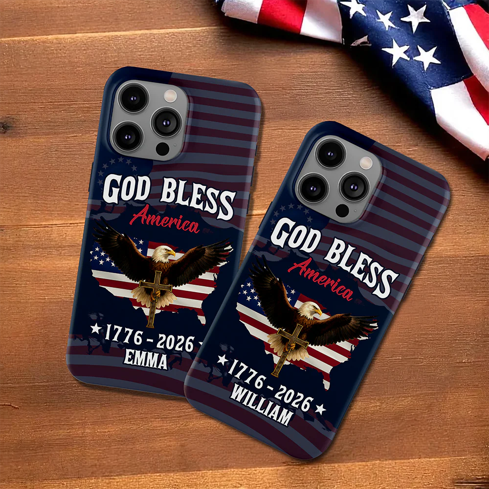 Custom Name Patriotic 250th Anniversary God Bless America Eagle 1776–2026 Phone Case HA75 920202 - Image 4