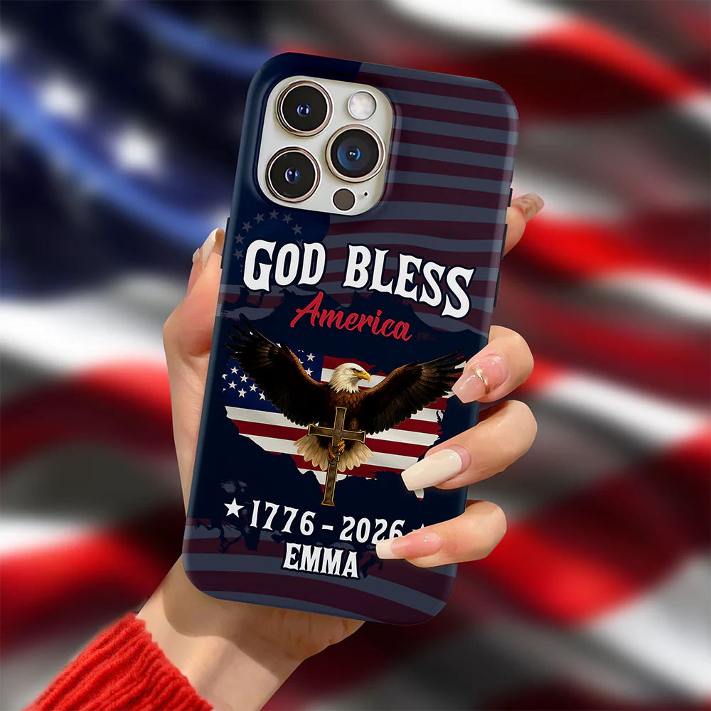 Custom Name Patriotic 250th Anniversary God Bless America Eagle 1776–2026 Phone Case HA75 920202 - Image 5