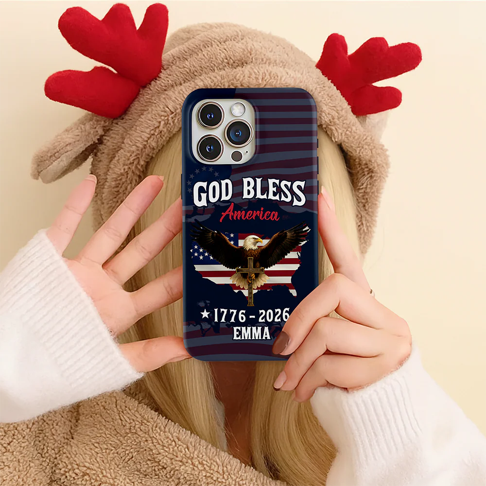 Custom Name Patriotic 250th Anniversary God Bless America Eagle 1776–2026 Phone Case HA75 920202 - Image 7