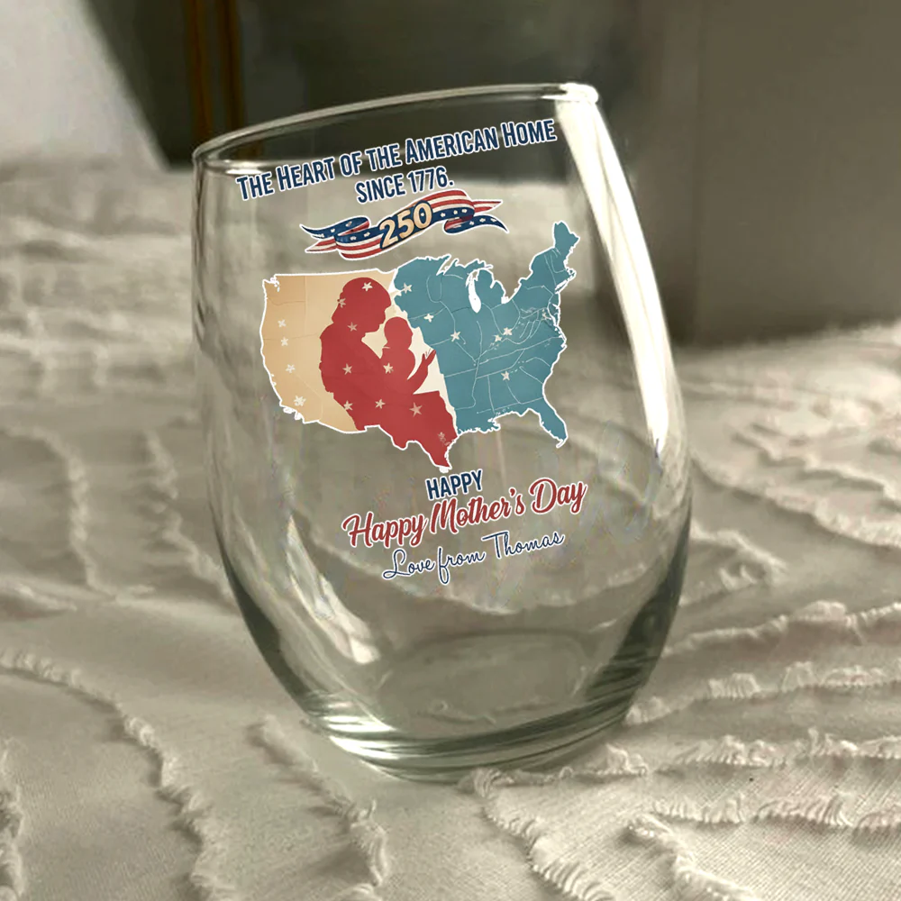 Custom Name The Heart Of The American Home Since 1776 Wine Glass Gift For Mother's Day LM32 897861 - Image 3