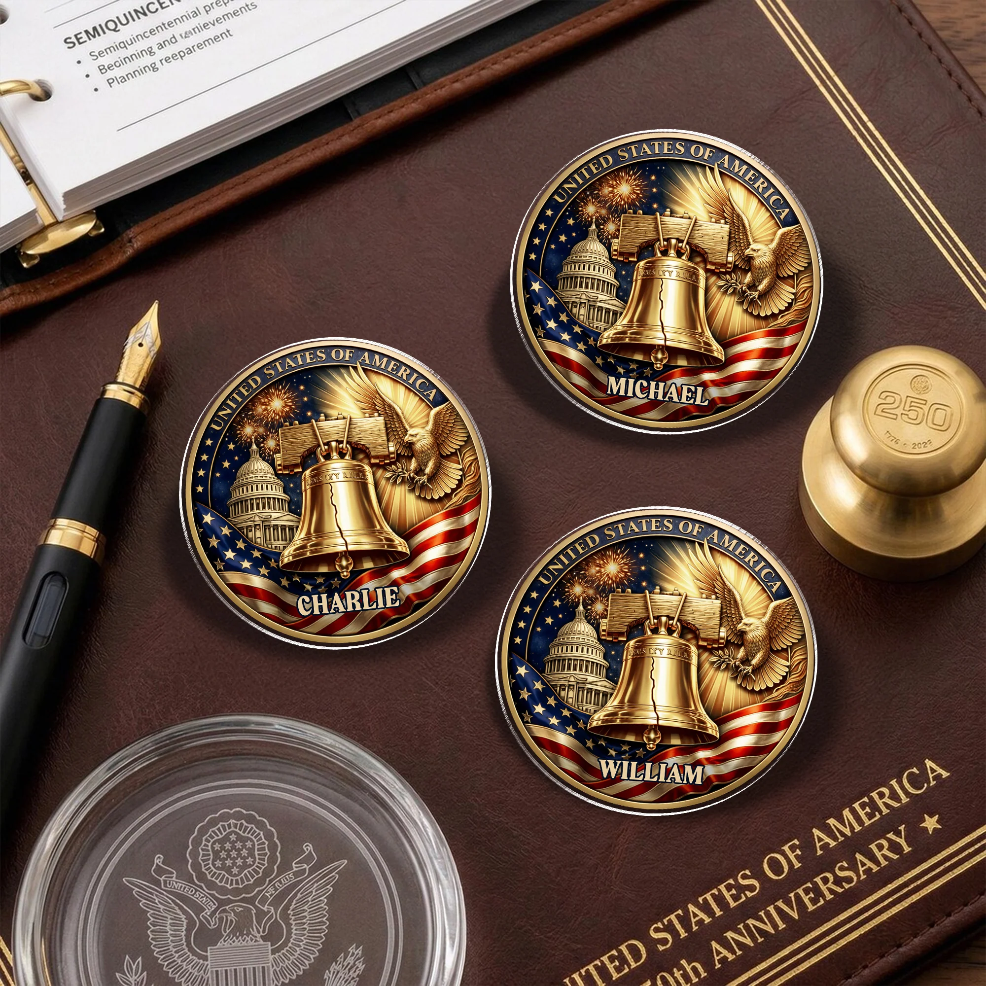Custom Name USA Semiquincentennial 1776-2026 Liberty Bell & Eagle Badge Acrylic Pin HO82 901824 - Image 5