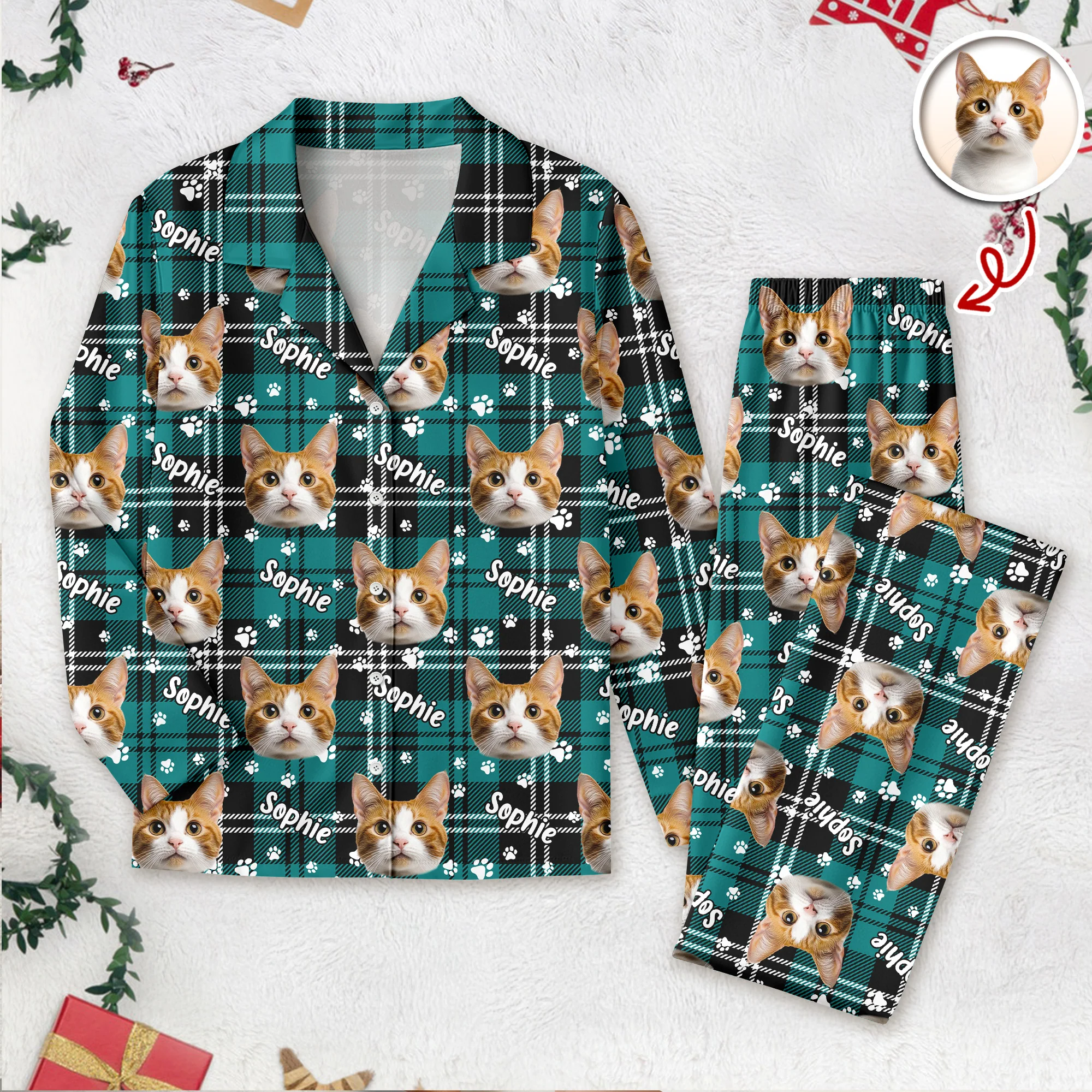 Custom Pet Face Name Christmas Pajamas Gift For Pet Lovers CH07 899950