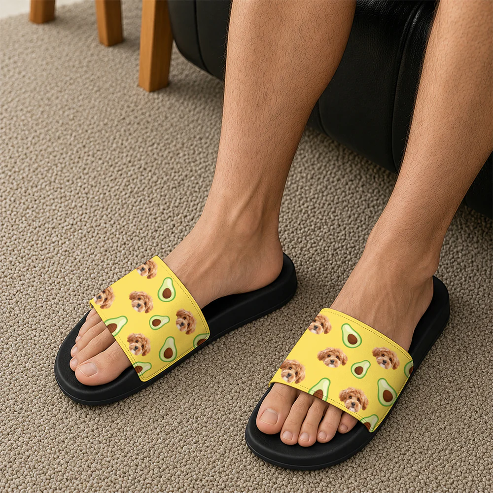 Custom Pet Face Tropical Fruit Slide Sandals Gift For Pet Lovers CH07 911616 - Image 5