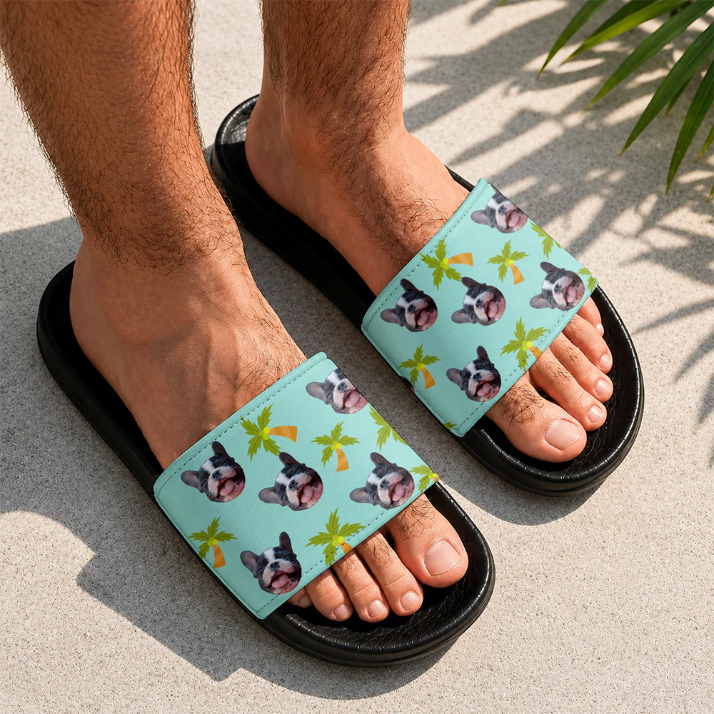 Custom Pet Face Tropical Fruit Slide Sandals Gift For Pet Lovers CH07 911616 - Image 7