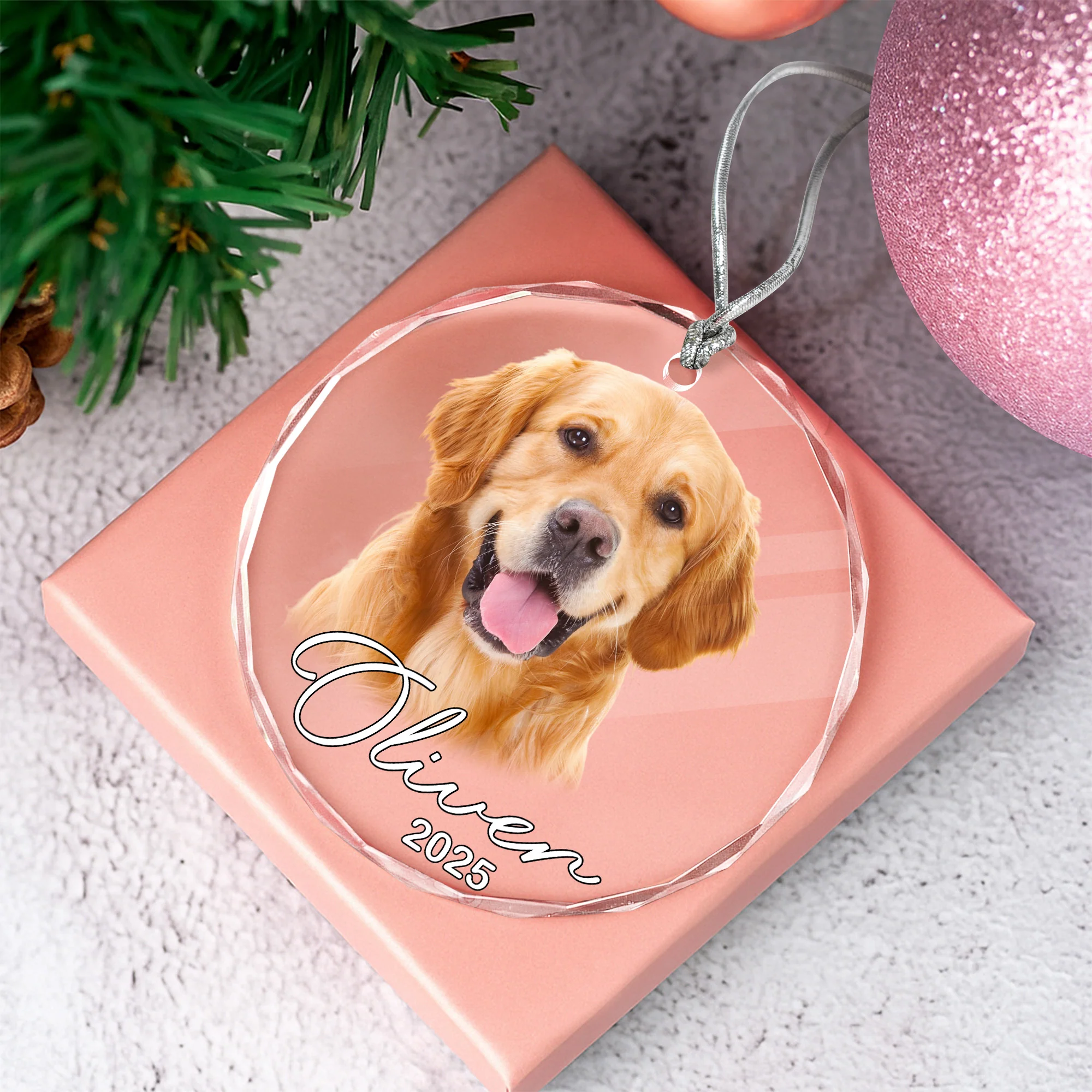Custom Pet Photo Christmas Glass Ornament Gift For Pet Lovers TH10 894775 - Image 2