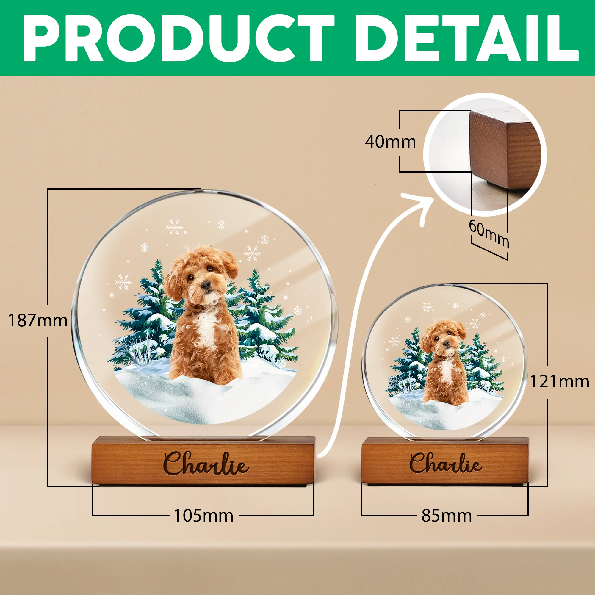 Custom Pet Photo Christmas - Personalized Round Acrylic Frame Block TH10 894407 - Image 7