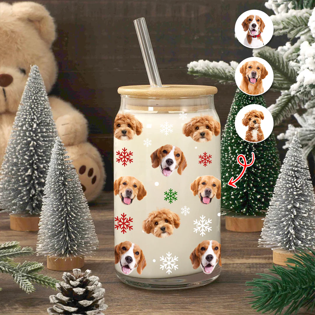 Custom Pet Photo Glass Can With Lid Christmas Gift for Pet Lovers TH10 894301 - Image 5