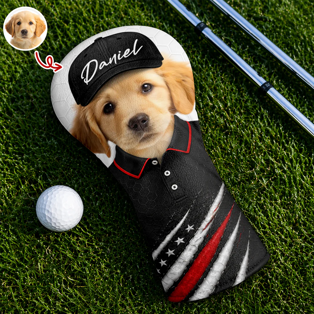 Custom Pet Photo Golf Ball Pattern With America Flag Golf Head Cover HO82 902454 - Image 4