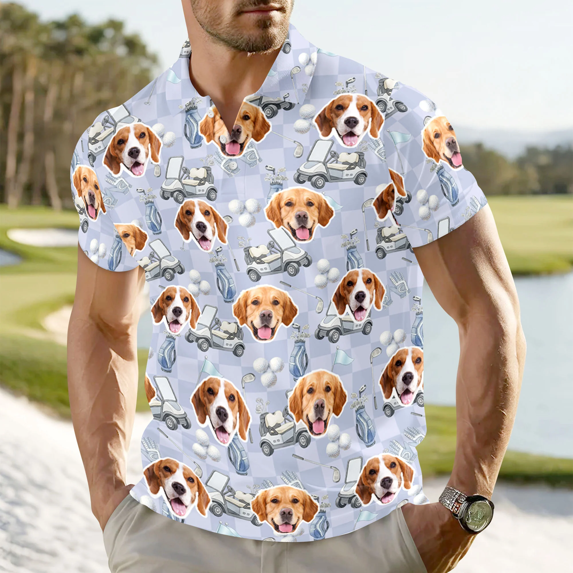Custom Pet Photo Golf Polo Shirt Gift For Golfer, Golf Lovers, Dog Cat Lovers HO82 900840 - Image 2
