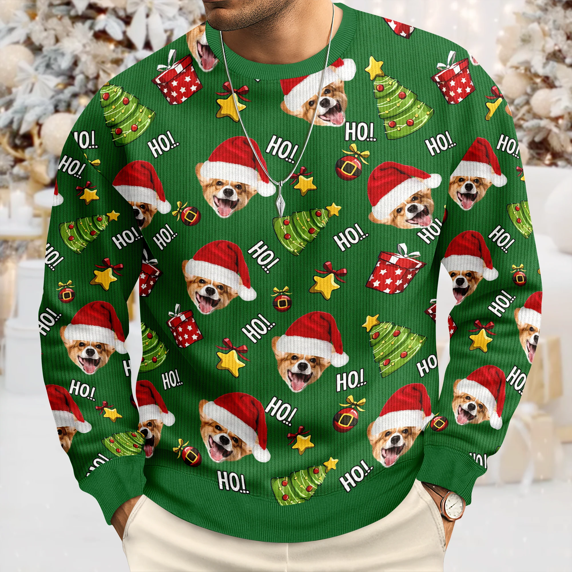 Custom Pet Photo Ho Ho Ho Ugly Sweater Funny Christmas Gift For Pet Lovers CH07 899298 - Image 4