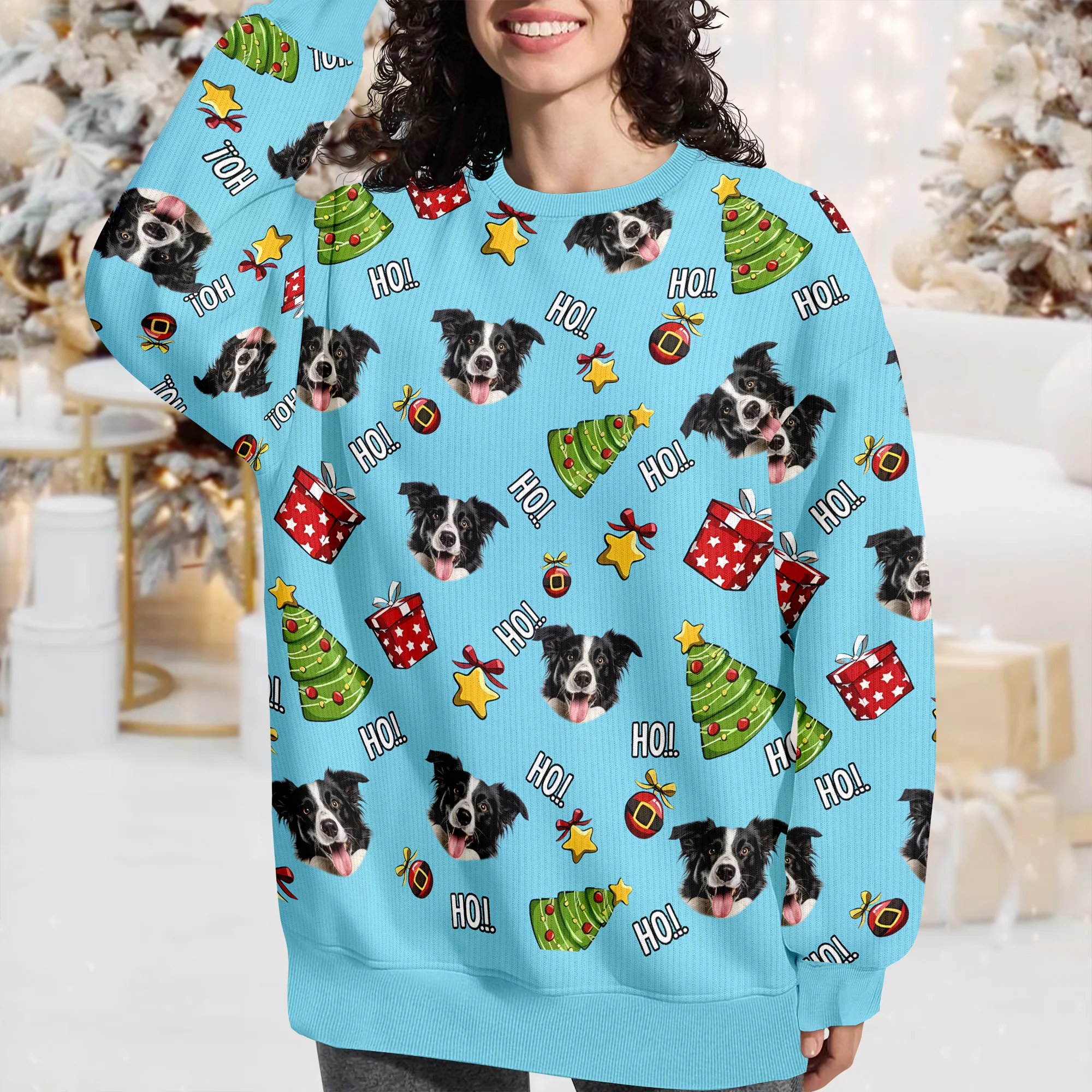 Custom Pet Photo Ho Ho Ho Ugly Sweater Funny Christmas Gift For Pet Lovers CH07 899298 - Image 5