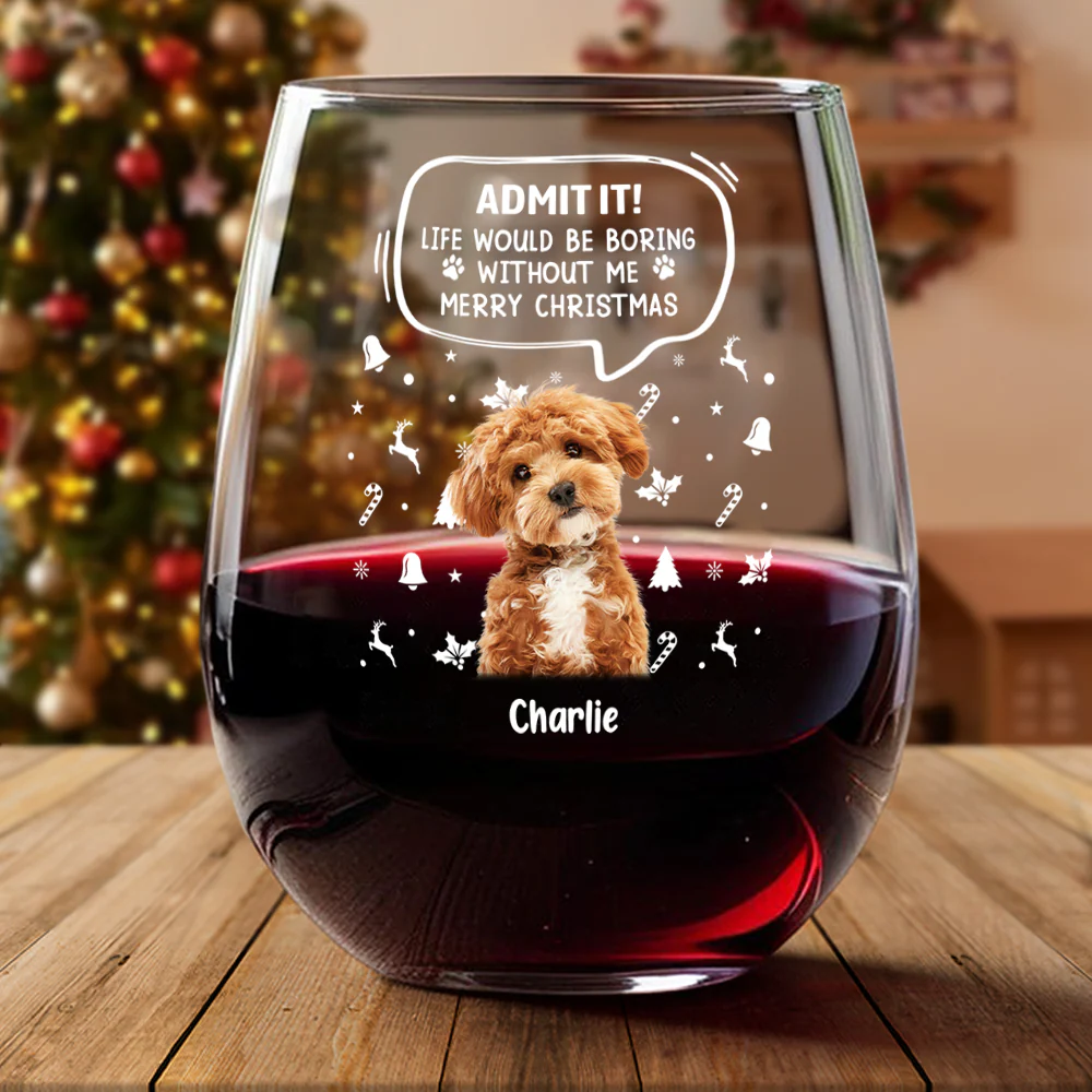 Custom Pet Photo Life Would Be Boring Without Me Wine Glass CH07 896418 - Image 3