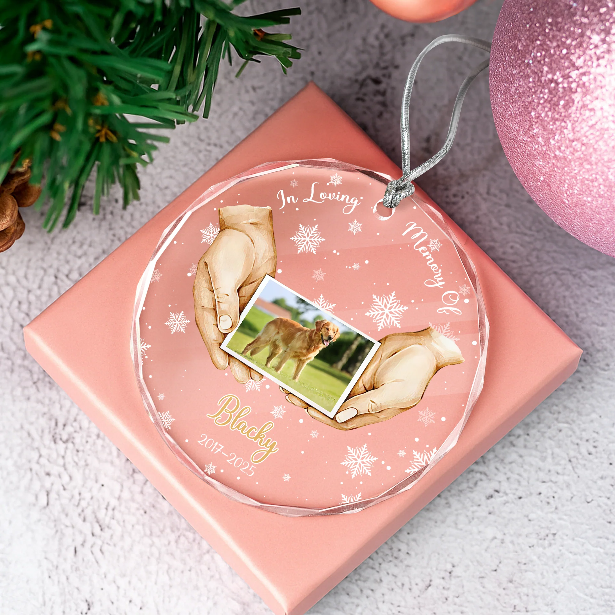 Custom Pet Photo Memorial Glass Ornament TH10 894999 - Image 2