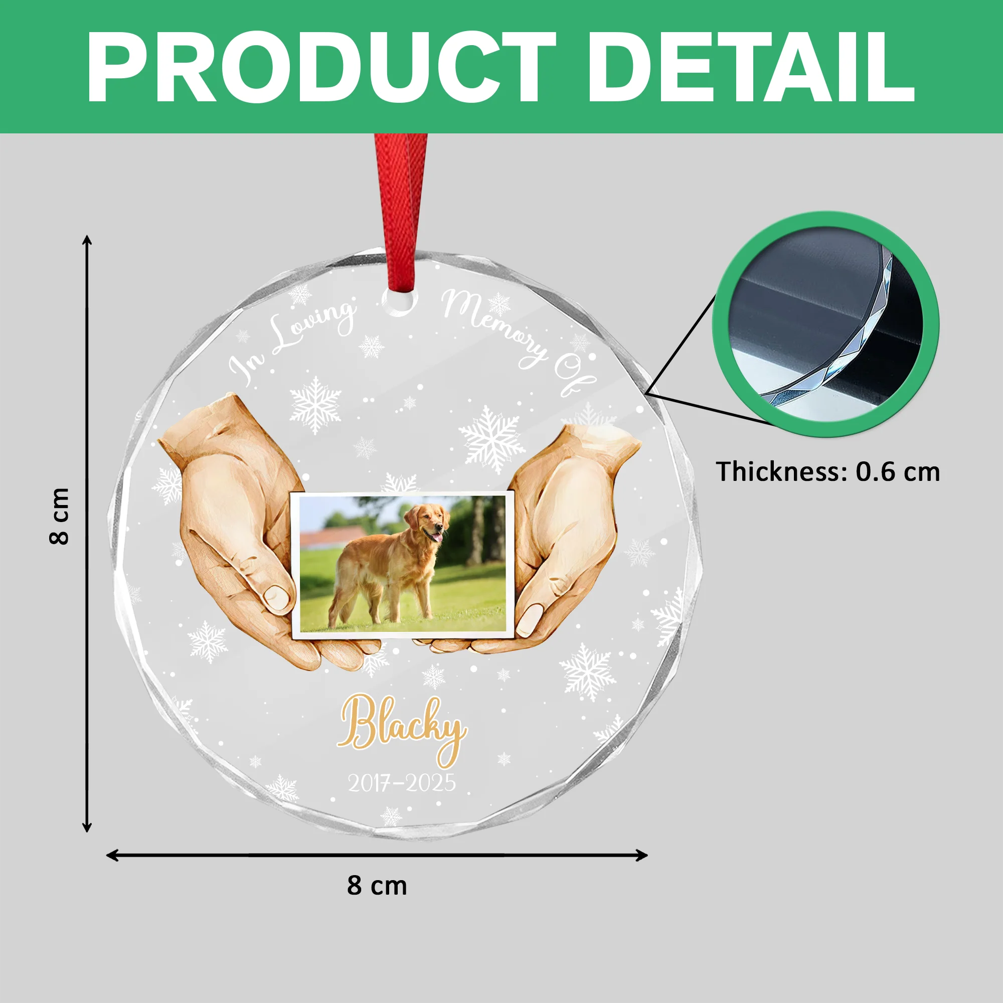 Custom Pet Photo Memorial Glass Ornament TH10 894999 - Image 7