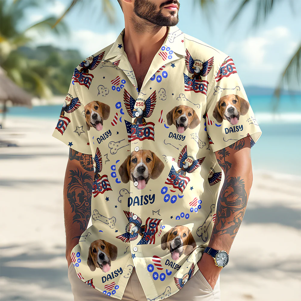 Custom Pet Photo Patriotic America 250th Eagle Hawaii Shirt LM32 899709 - Image 3