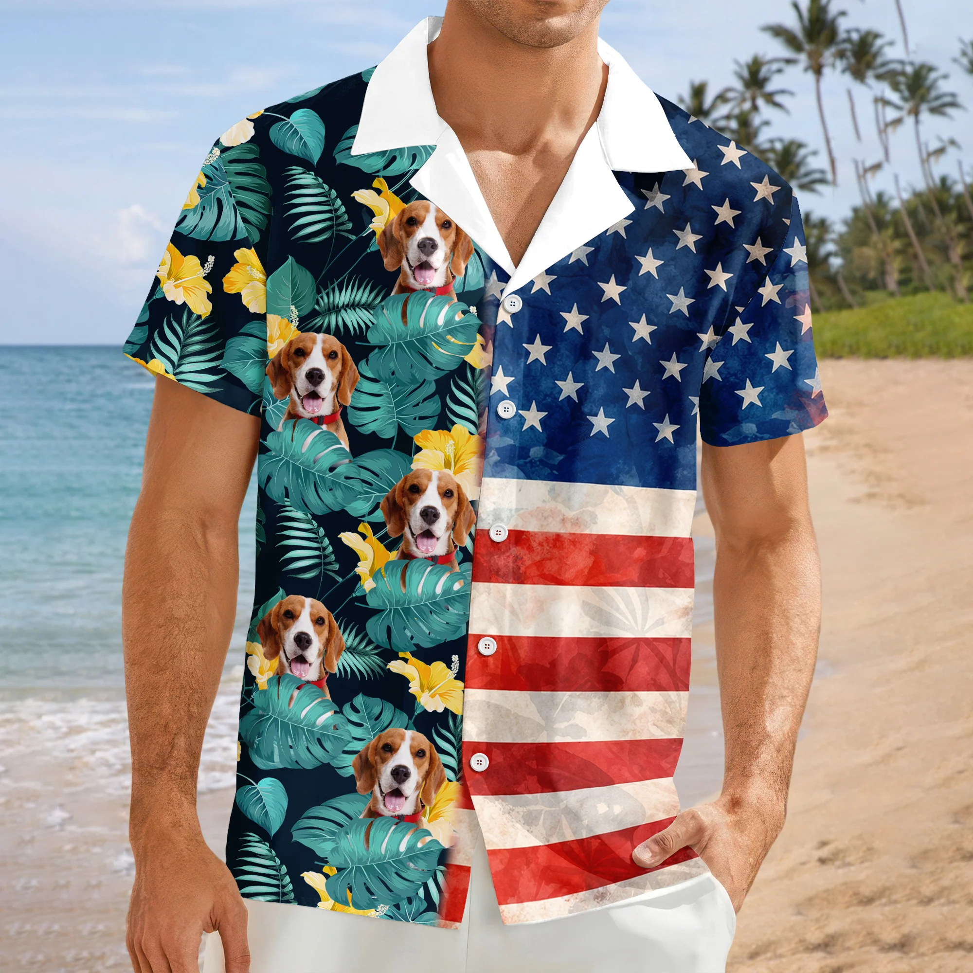 Custom Pet Photo With American Flag Hawaii Shirt TH10 169331 - Image 6
