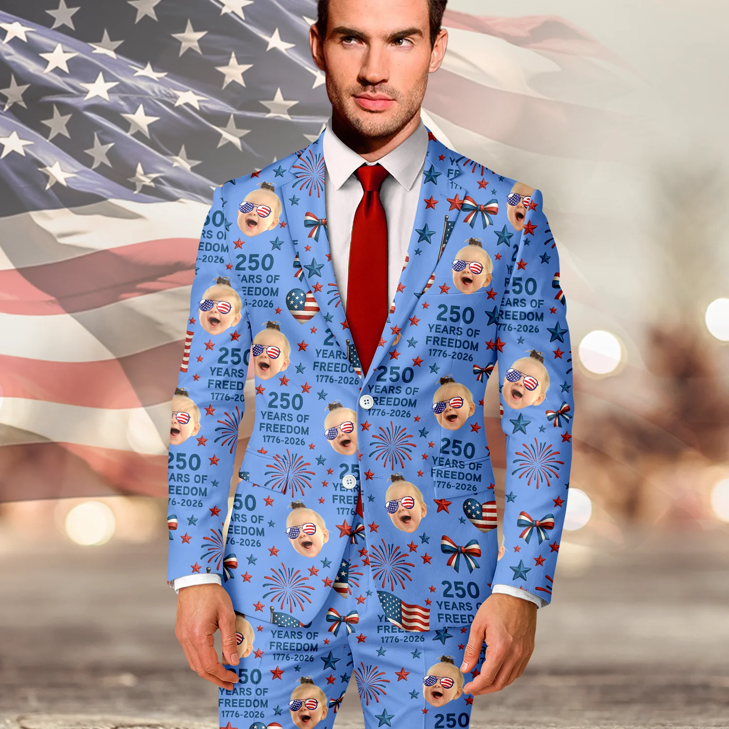 Custom Photo 250 Years Of Freedom 1776-2026 Men's Suit HO82 902732 - Image 3