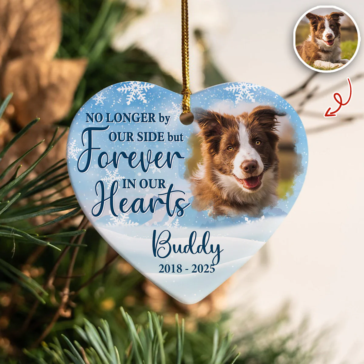 Custom Photo A Big Piece Of My Heart Lives In Heaven Heart Ceramic Ornament TH10 896407 - Image 3
