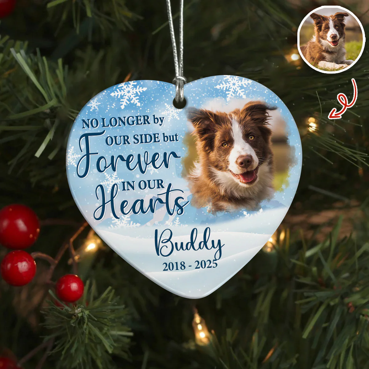 Custom Photo A Big Piece Of My Heart Lives In Heaven Heart Ceramic Ornament TH10 896407 - Image 4