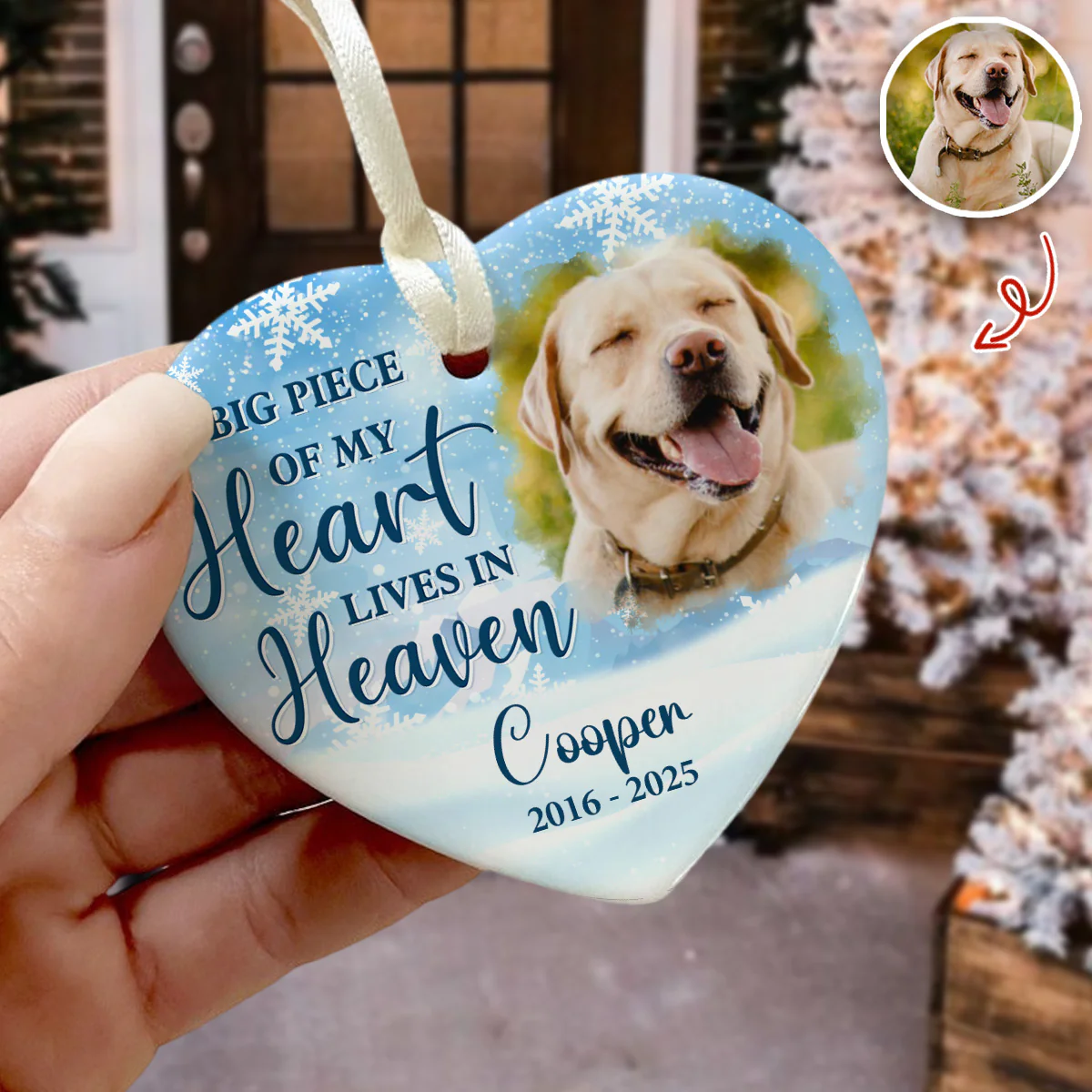 Custom Photo A Big Piece Of My Heart Lives In Heaven Heart Ceramic Ornament TH10 896407 - Image 5