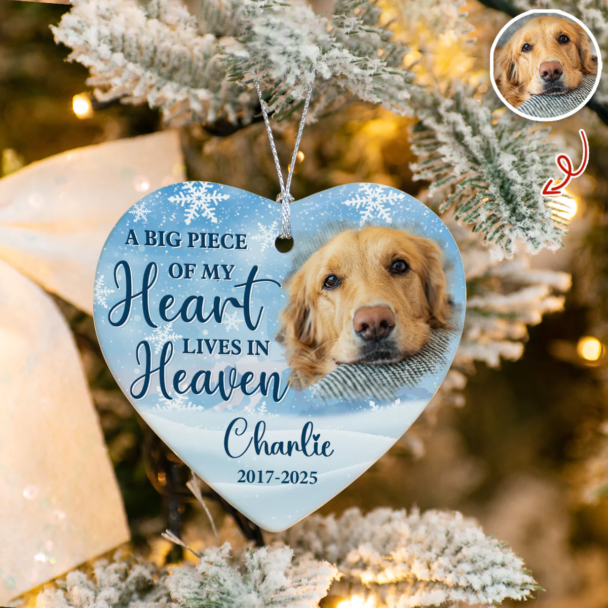Custom Photo A Big Piece Of My Heart Lives In Heaven Heart Ceramic Ornament TH10 896407 - Image 8