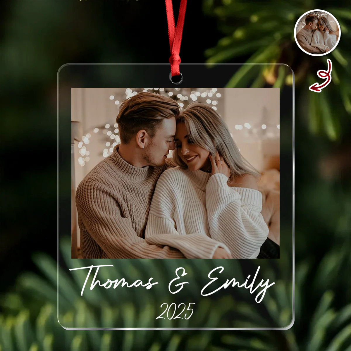 Custom Photo Acrylic Ornament Christmas Gift For Couple LM32 895767 - Image 4
