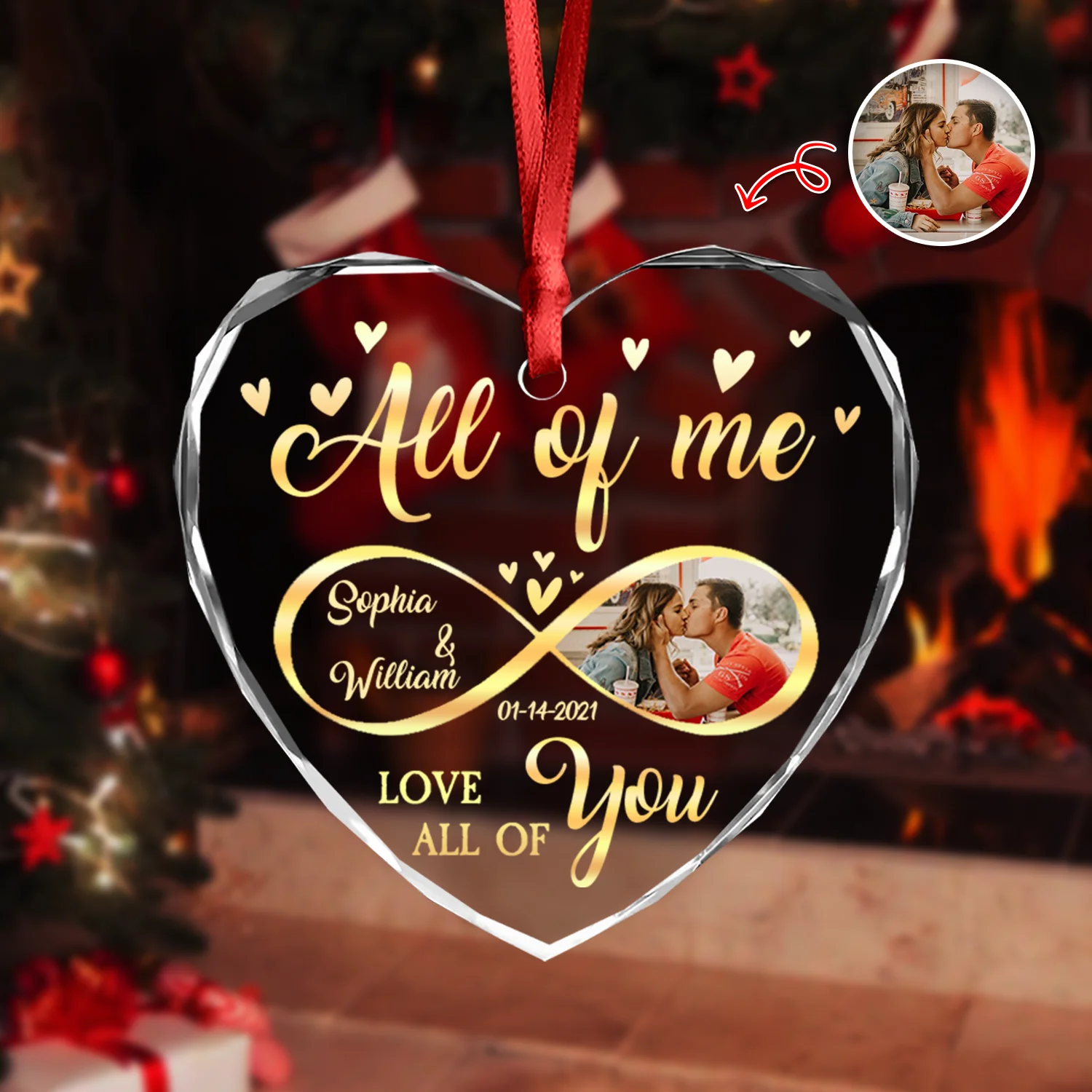 Custom Photo All Of Me Loves All Off You Couple Heart Shape Glass Ornament HA75 892836 - Image 4