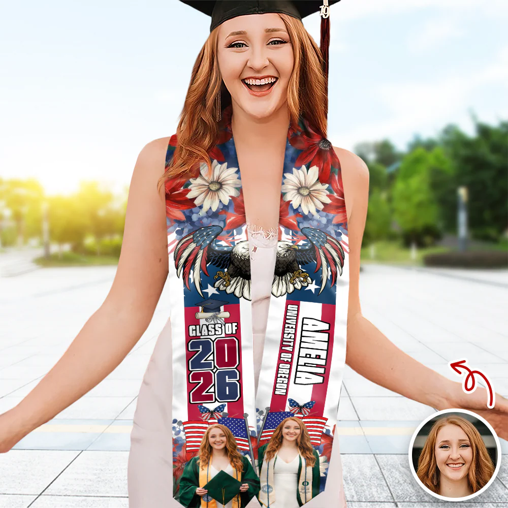 Custom Photo 250 Years of America Years Of Freedom Class Of 2026 Graduation Stole LM32 897693 - Image 4