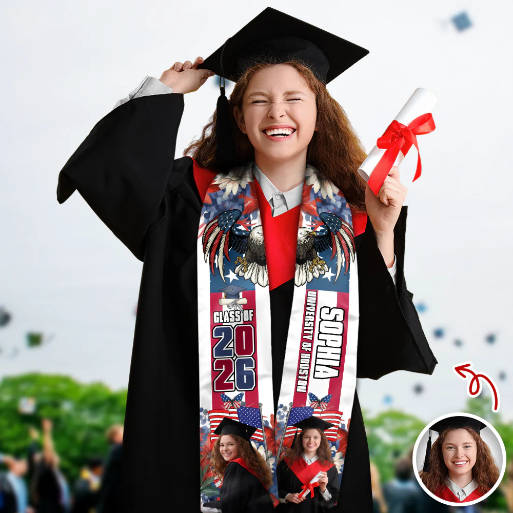 Custom Photo 250 Years of America Years Of Freedom Class Of 2026 Graduation Stole LM32 897693 - Image 5