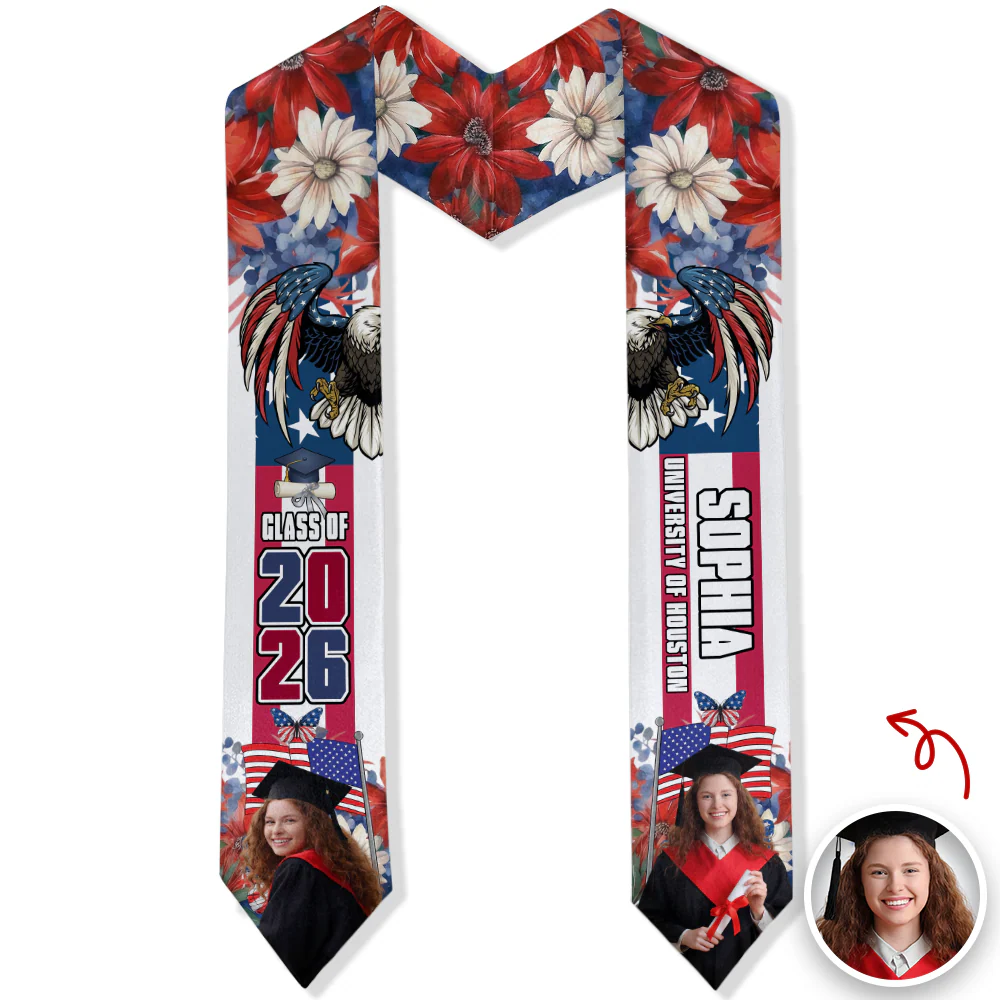 Custom Photo 250 Years of America Years Of Freedom Class Of 2026 Graduation Stole LM32 897693 - Image 7