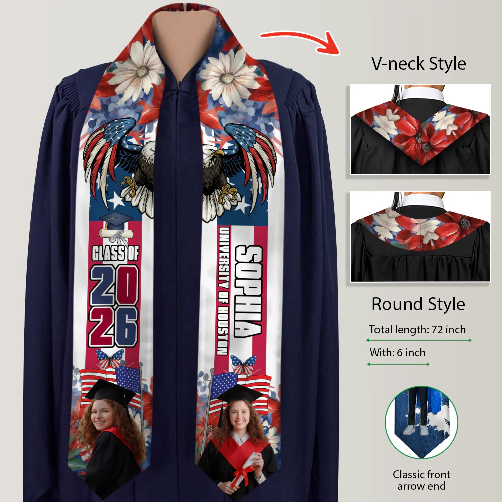 Custom Photo 250 Years of America Years Of Freedom Class Of 2026 Graduation Stole LM32 897693 - Image 9