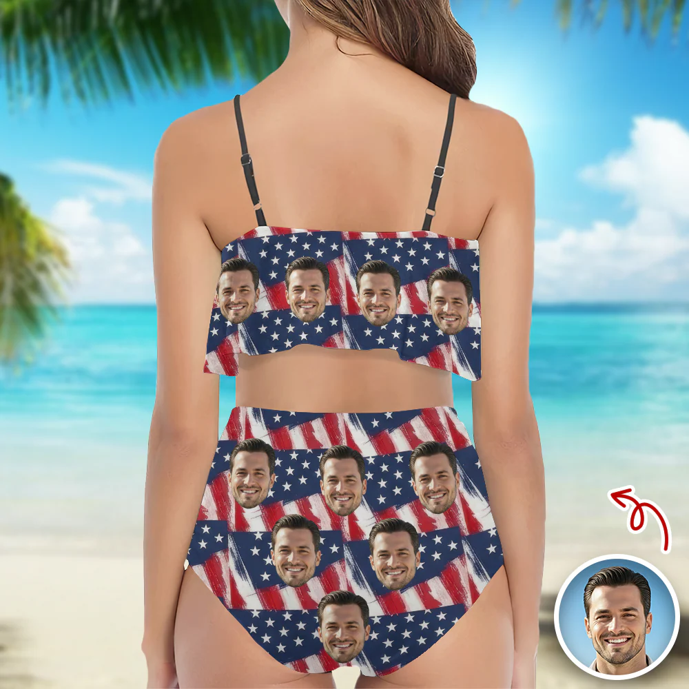 Custom Photo American Flag Independence Day Women's Bikini Swimsuit LM32 899863 - Image 4