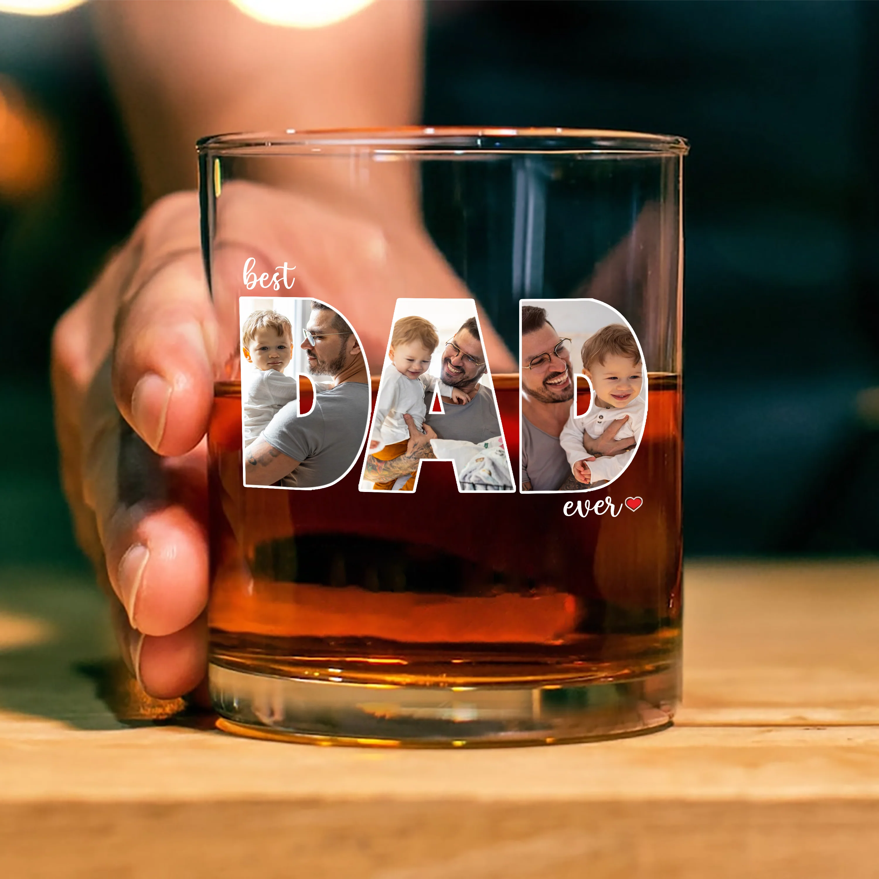 Custom Photo Best Dad Ever Whiskey Glass Father's Day Gift HA75 921284 - Image 2