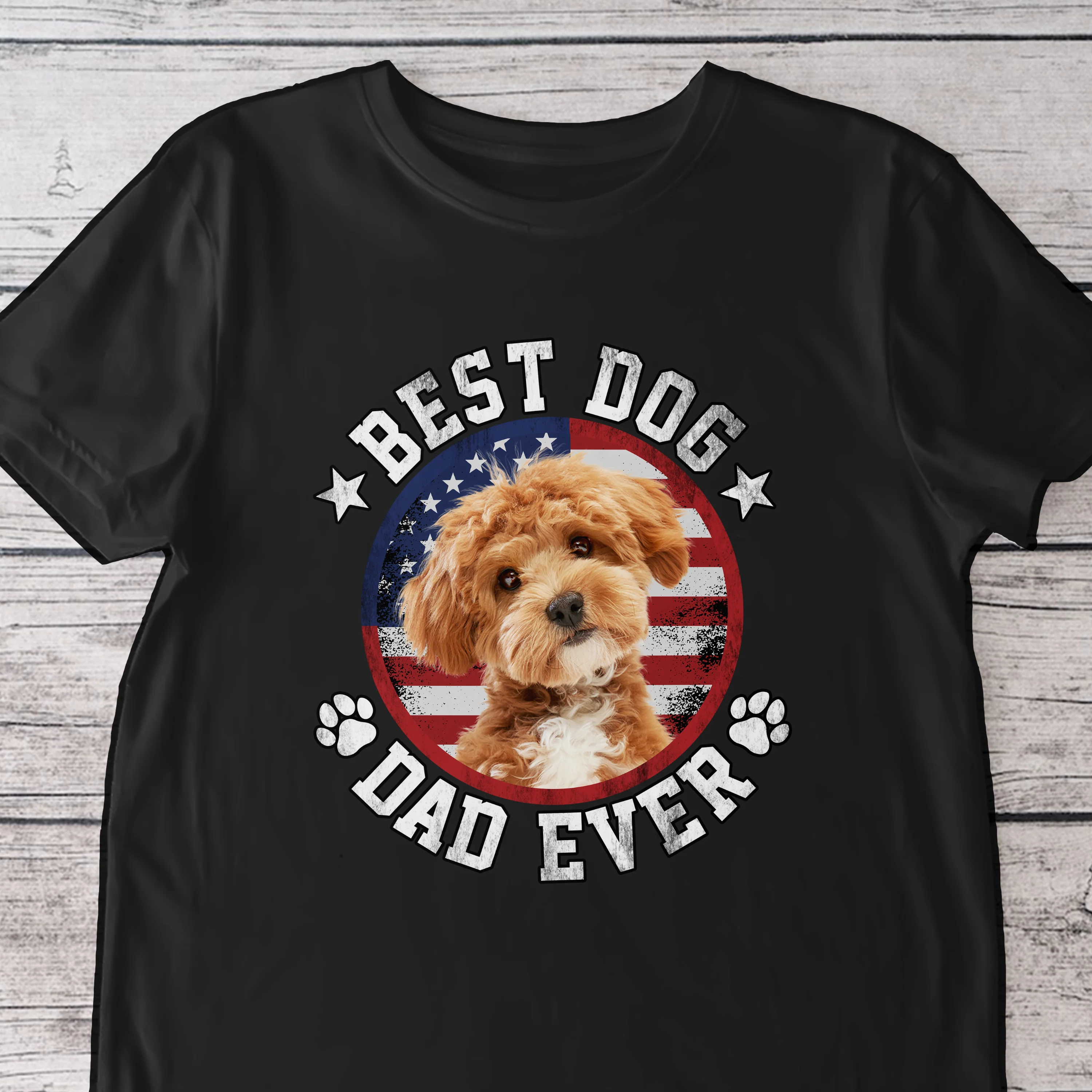 Custom Photo Best Dog Dad Ever With US Flag Dark Shirt HA75 892526 - Image 4