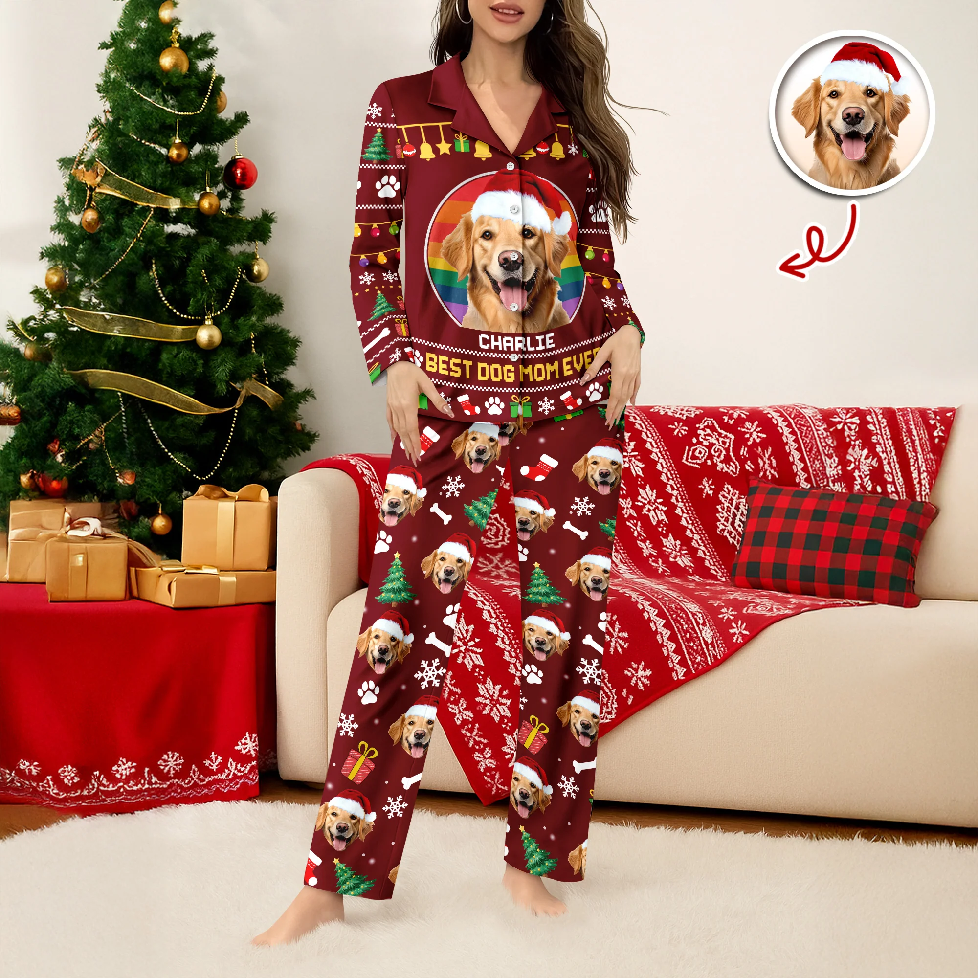 Custom Photo Best Dog Dad Mom Ever Pajamas TH10 896027 - Image 2