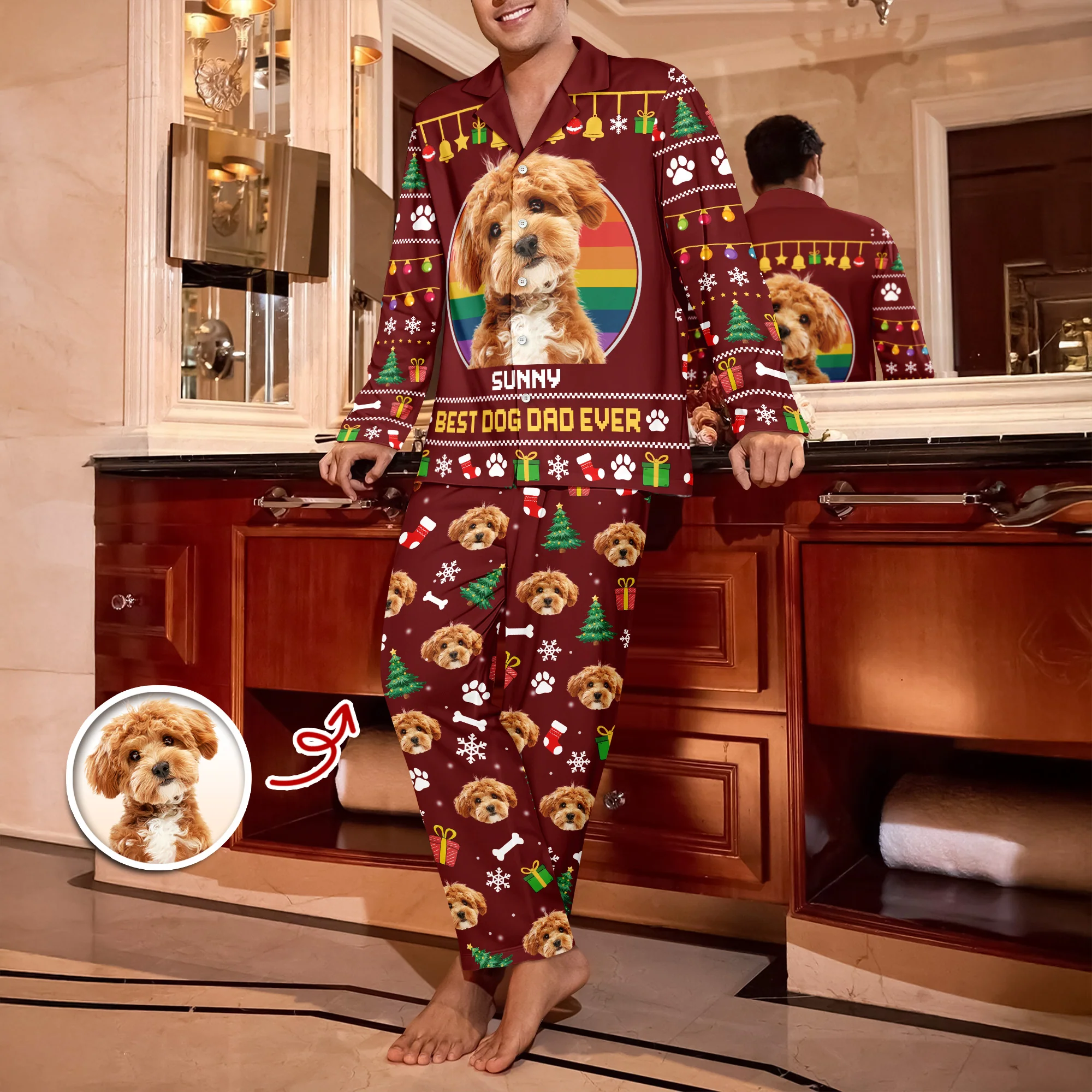 Custom Photo Best Dog Dad Mom Ever Pajamas TH10 896027 - Image 3