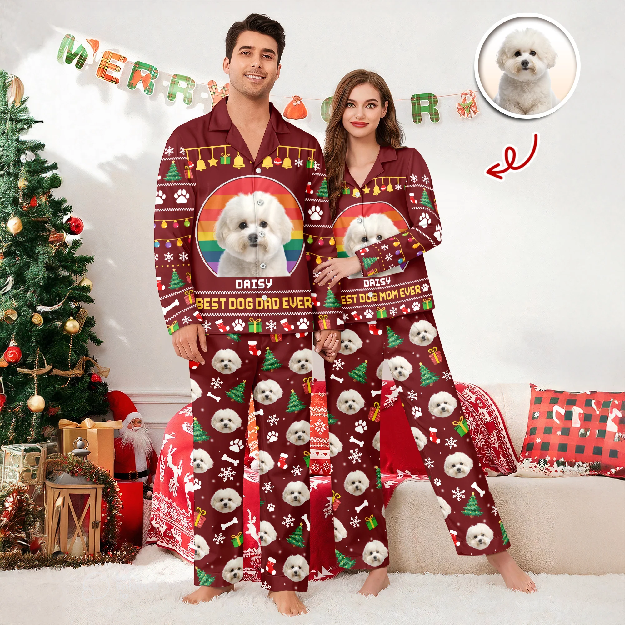 Custom Photo Best Dog Dad Mom Ever Pajamas TH10 896027 - Image 5