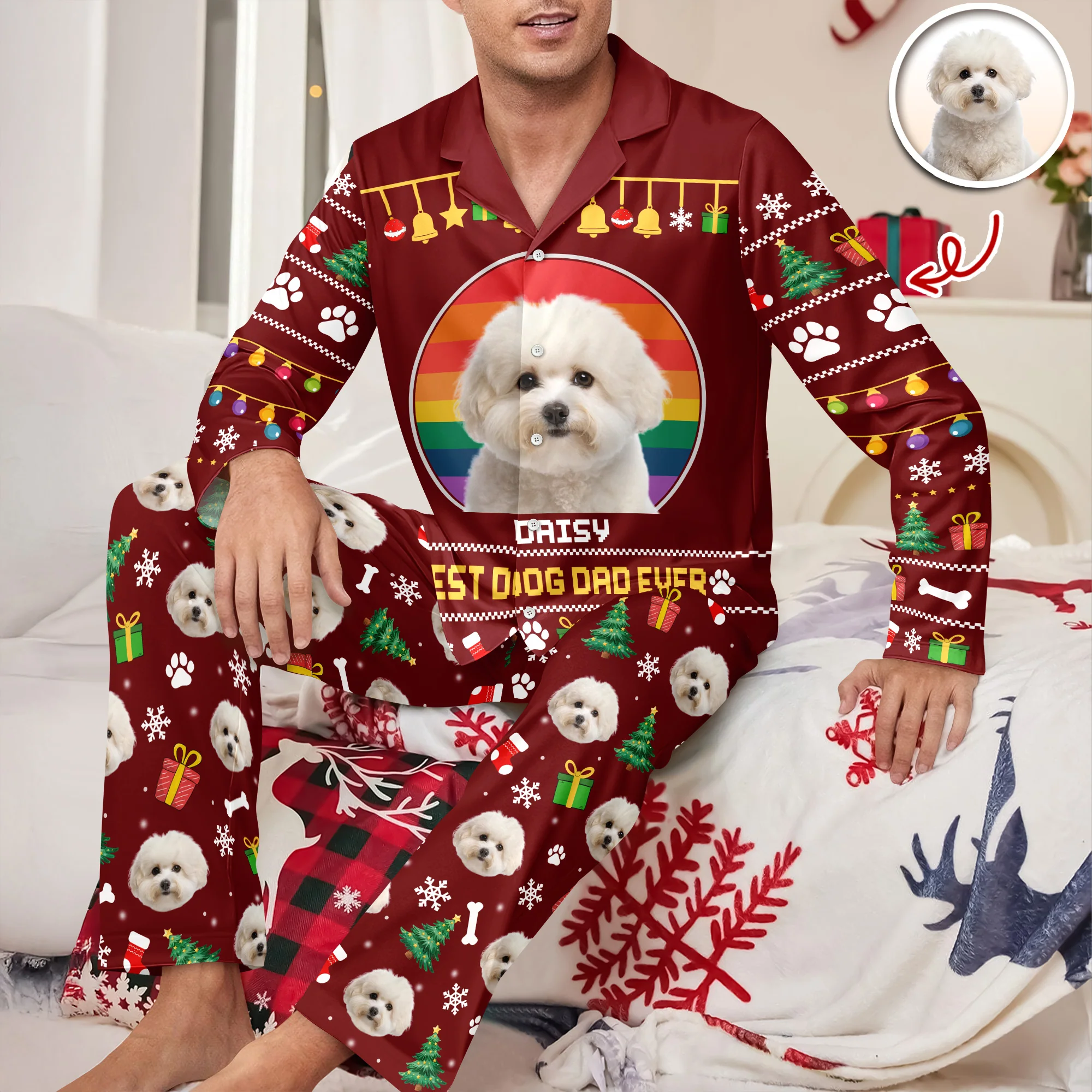 Custom Photo Best Dog Dad Mom Ever Pajamas TH10 896027 - Image 6