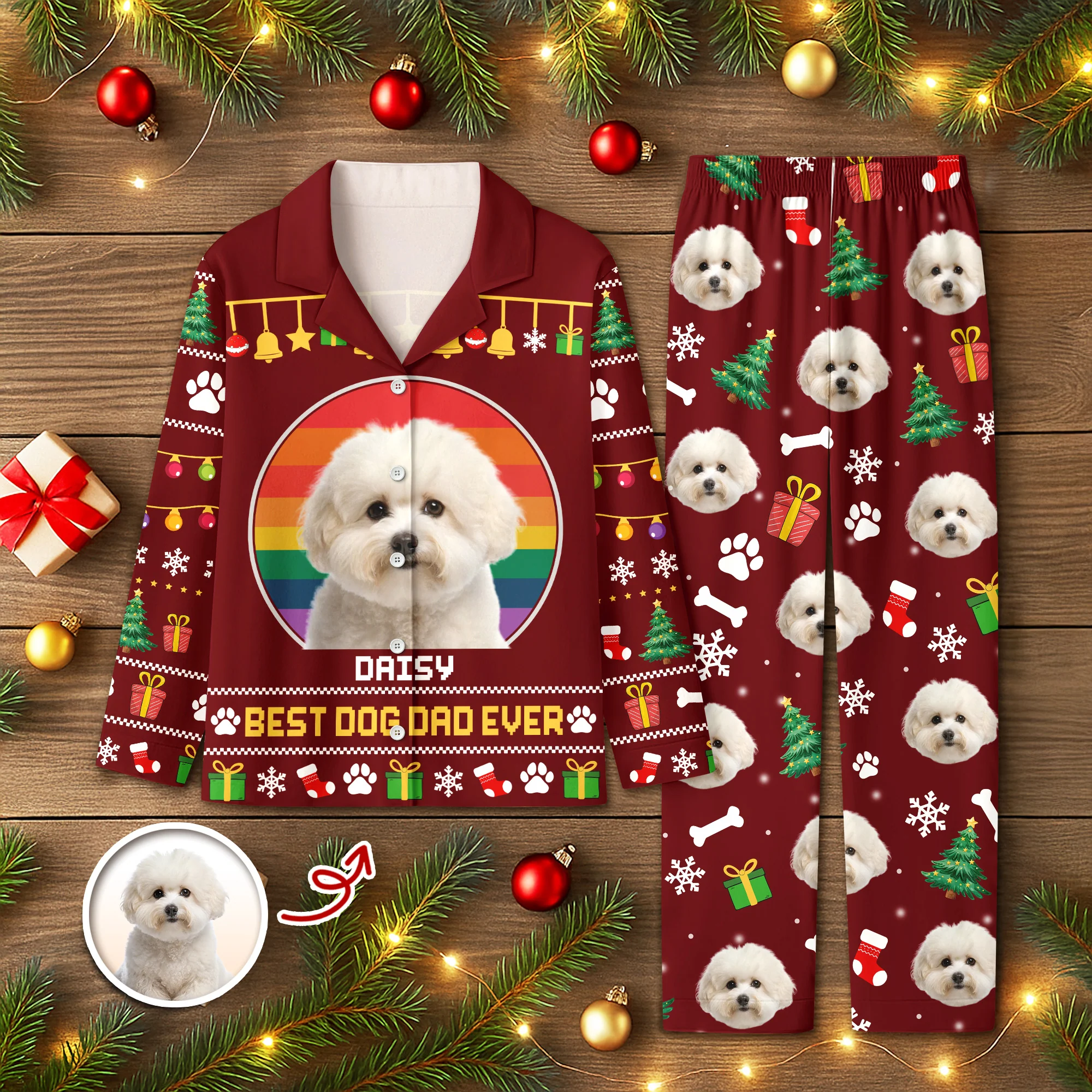 Custom Photo Best Dog Dad Mom Ever Pajamas TH10 896027 - Image 8