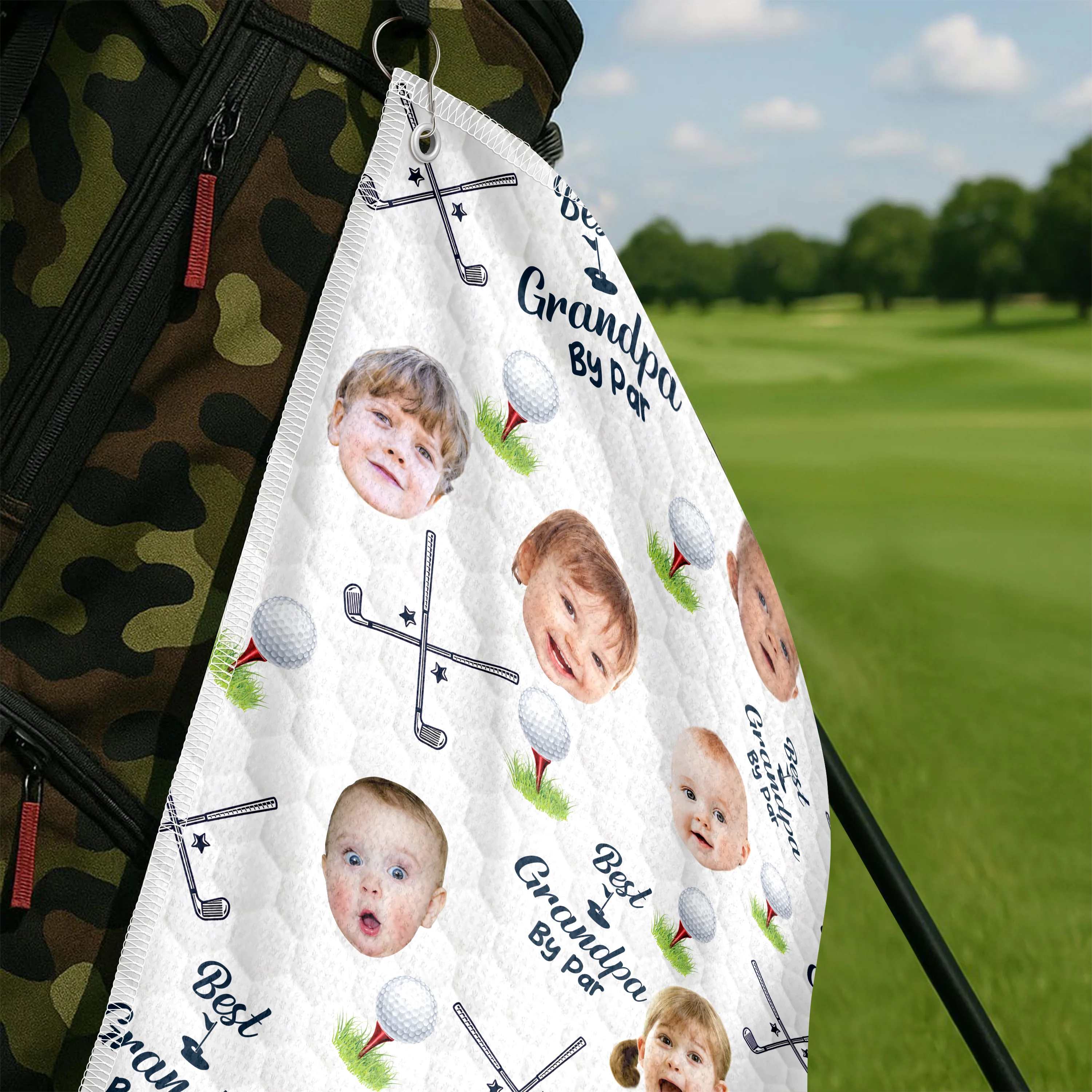Custom Photo Best Grandpa By Par Golf Towel Gift For Dad, Grandpa, Golf Lover HO82 902168 - Image 5