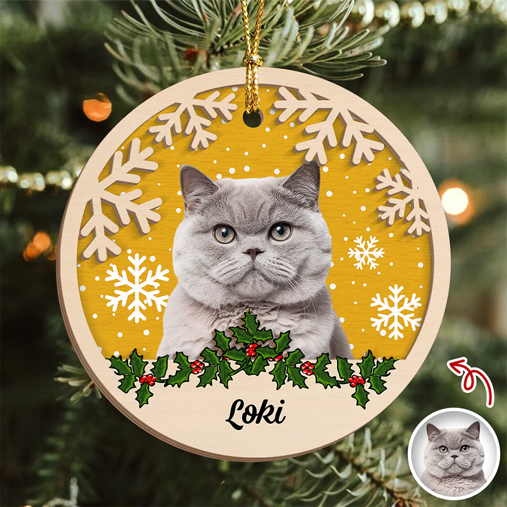 Custom Photo Cat Christmas - Personalized 2-Layered Wooden Ornament CH07 896864 - Image 8