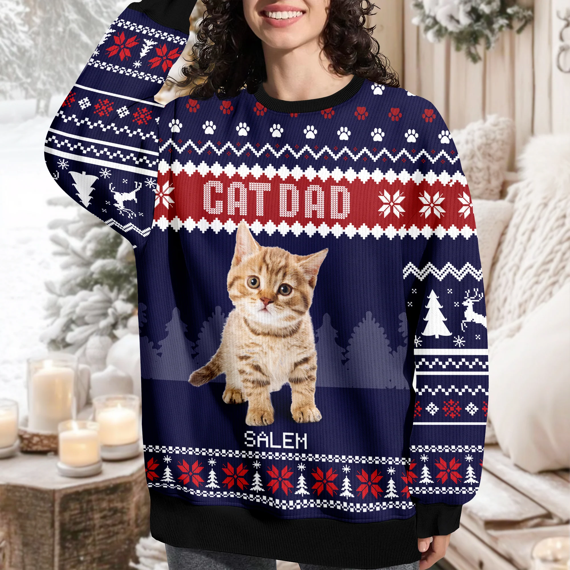 Custom Photo Cat Dad Cat Mom Ugly Sweater HA75 892896 - Image 13