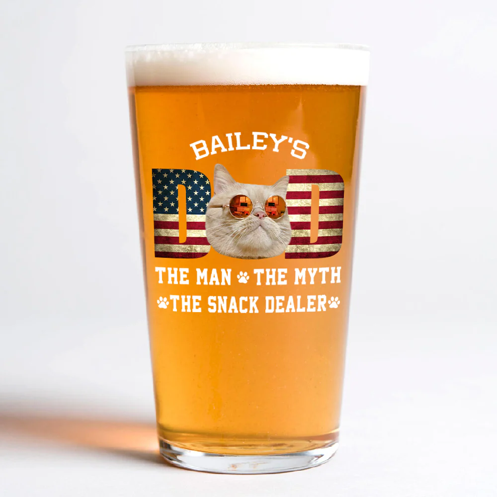 Custom Photo Cat Dad The Man The Myth American Flag Dad Beer Glass HA75 892404 - Image 10
