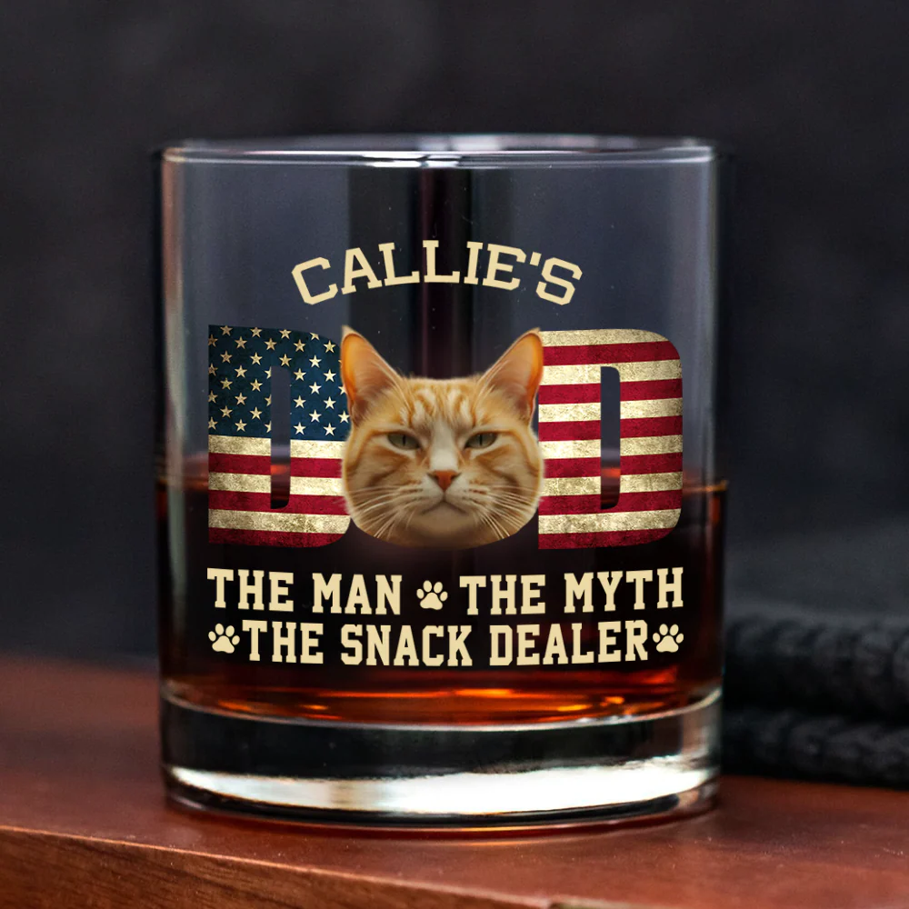 Custom Photo Cat Dad The Man The Myth American Flag Dad Rock Glass HA75 892400 - Image 11